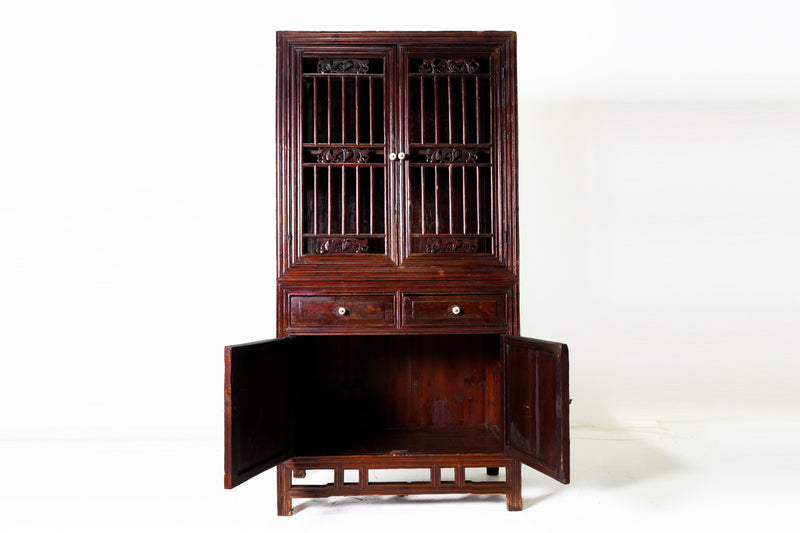 Chinese Kitchen Cabinet With Lattice Doors
