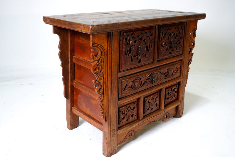 Butterfly Style Storage Cabinet With Carved Spandrels