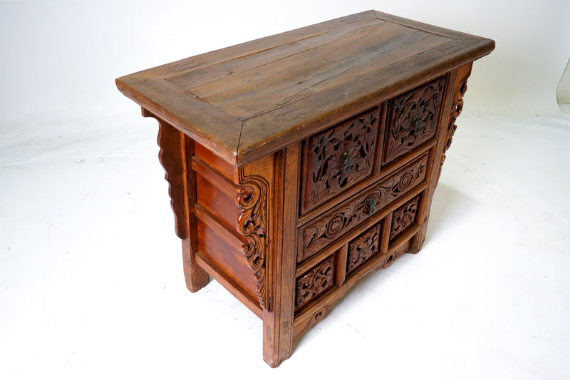 Butterfly Style Storage Cabinet With Carved Spandrels