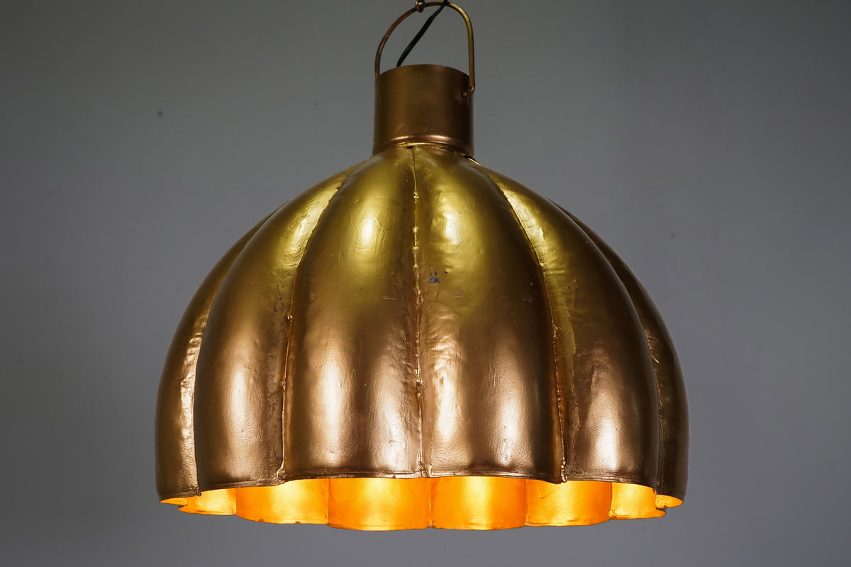 An Iron Hanging Lamp in Pumpkin Shape