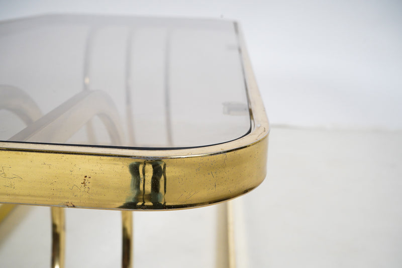 A Vintage Chrome Coffee Table With Glass Top