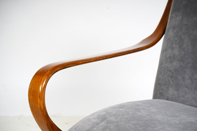 A Pair of Mid-Century Armchairs With Solid Beech Wood Arms and Legs