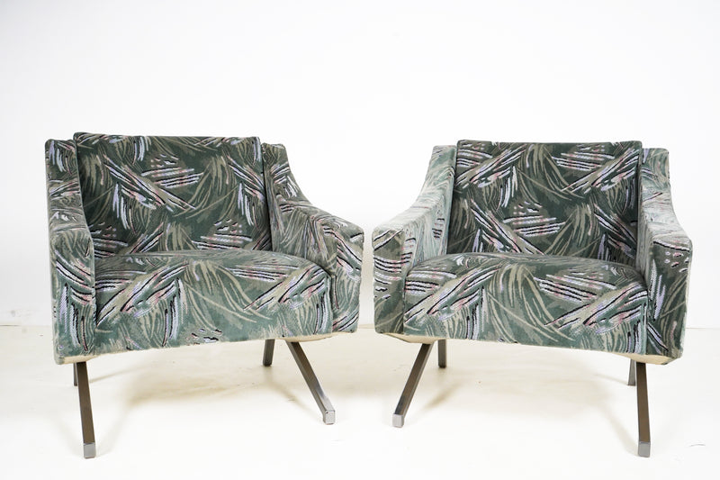 A Vintage Pair of Armchairs with Chrome legs