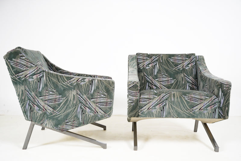 A Vintage Pair of Armchairs with Chrome legs