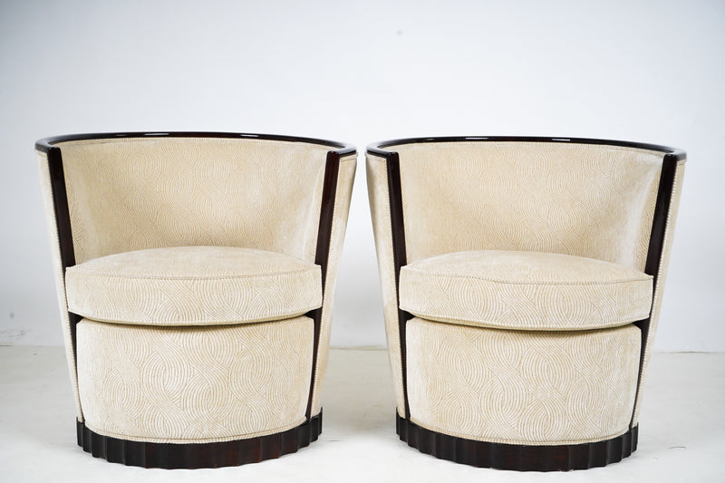A Pair of Barrel-Back Art Deco Armchairs