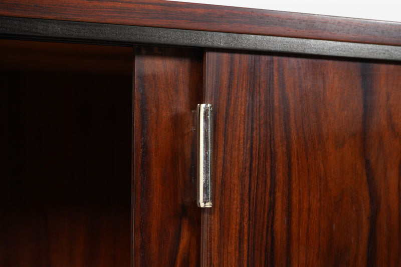 A Modernist Bookshelf From Walnut Veneers and Glass Shelves