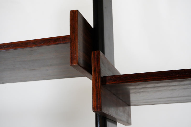 A Modernist Bookshelf From Walnut Veneers and Glass Shelves