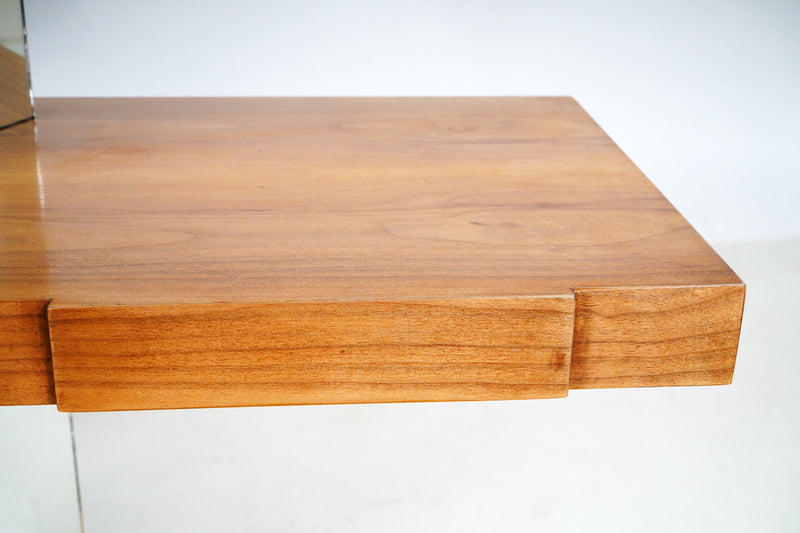 A Modernist Bookshelf From Walnut Veneers and Glass Shelves