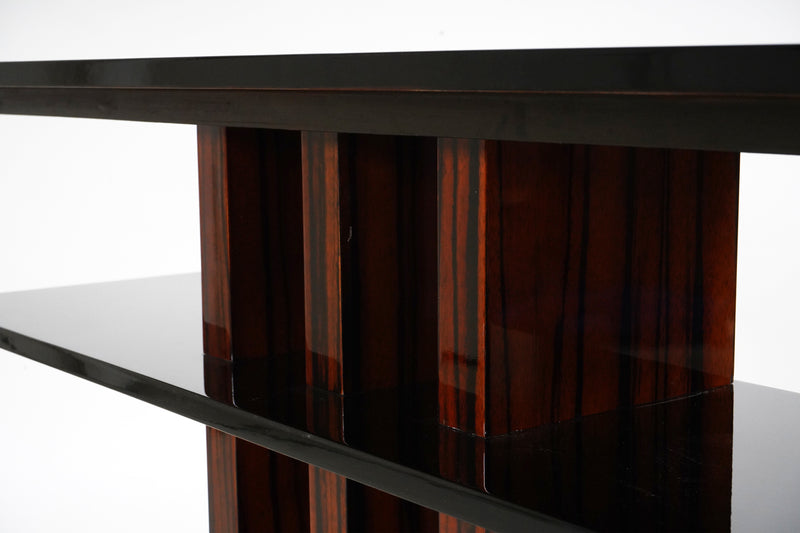 A Walnut and Makassar Veneer Console