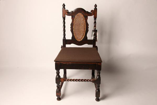 British Colonial Side Chairs with Barley Twist Spindles