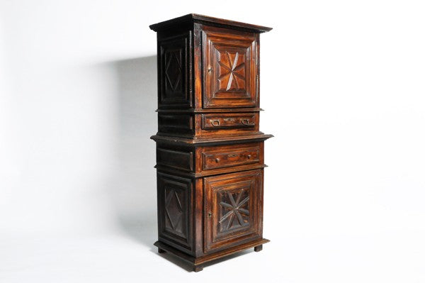 French Louis XIII Style “A Deux Corps" Walnut Armoire