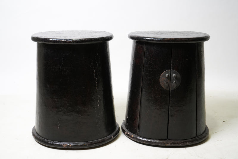 Pair of Drum-Shaped Bedside Chests