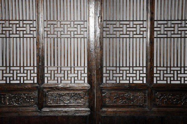 Pair of Chinese Lattice Panels